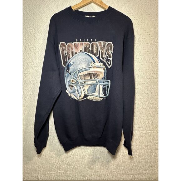 Vintage 1997 Dallas Cowboys Sweatshirt Lee Sport‎ Skyline NutmegXL Blue Silver
